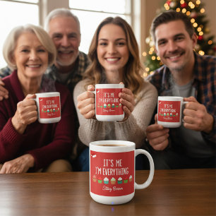 Caneca De Café Papai Noel engraçado do Natal vermelho e verde hum