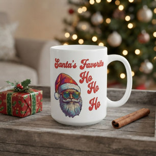 Caneca De Café Papai Noel Engraçado Favorito Ho Festivo Retro