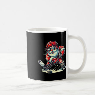 Caneca De Café Papai Noel Engraçado Jogando Amantes de Hóquei no
