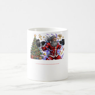 Caneca De Café Papai Noel Engraçado na Academia Levantando Pesos