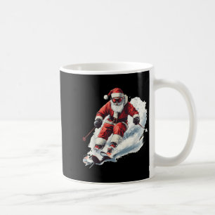 Caneca De Café Papai Noel Esquiando Natal Engraçado Esquiador Cor