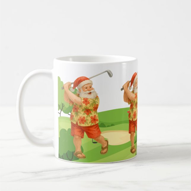 Caneca De Café Papai Noel está jogando golfe no Natal em julho (Esquerda)
