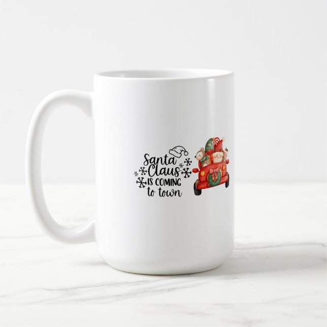 Caneca De Café Papai Noel está vindo para a cidade (Esquerda)