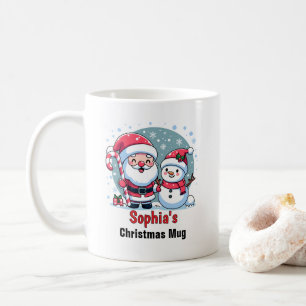 Caneca De Café Papai Noel Fofo e Boneco de Neve Natal Personaliza