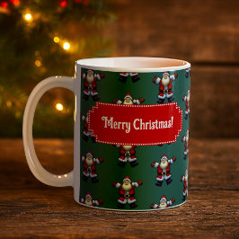Caneca De Café Papai Noel Fofo Feliz Natal! Padrão do Papai Noel