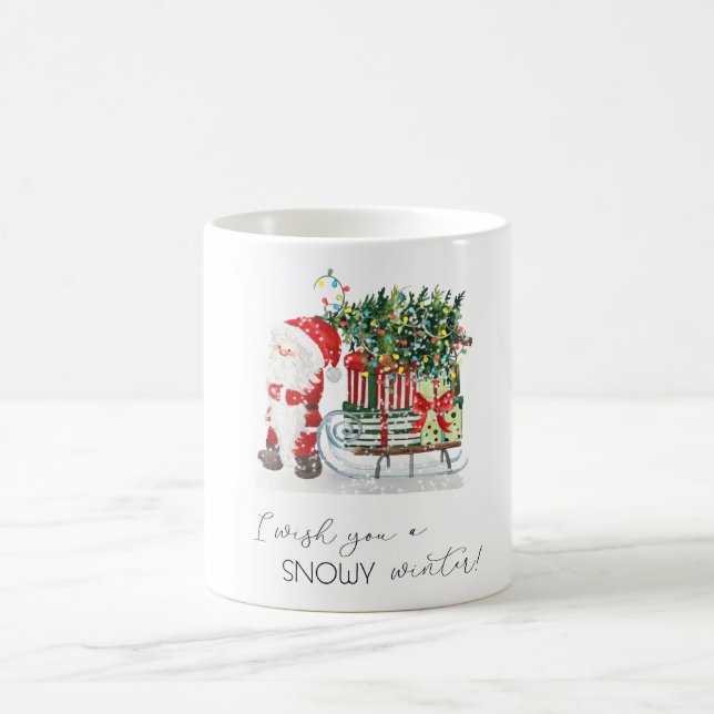 Caneca De Café Papai Noel fofo, trenó, presentes   (Centro)