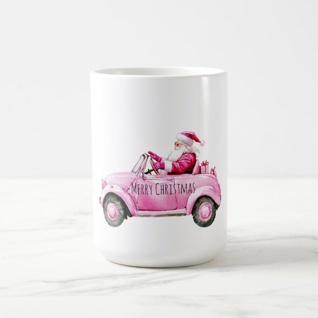 Caneca De Café Papai Noel Glam Rosa Carro Natal (Centro)