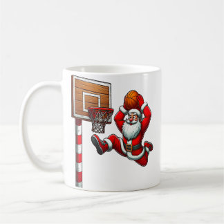 Caneca De Café Papai Noel Jogador de Basquete Natal
