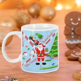 Caneca De Café Papai Noel jogando golfe pela árvore de Natal