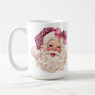Caneca De Café Papai Noel Leopardo Rosa Natal Aconchegante Natal