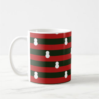 Caneca De Café Papai Noel Listras Vermelhas e Verdes Minimalista