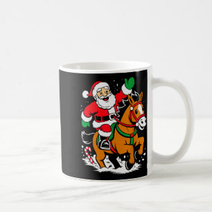 Caneca De Café Papai Noel montando cavalo divertido equestre Nata
