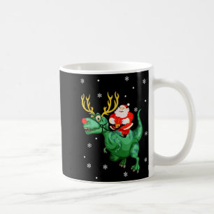Caneca De Café Papai Noel montando dinossauro amante engraçado do