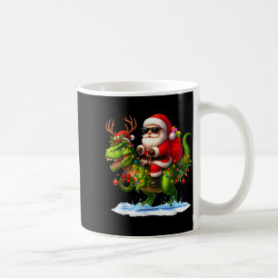 Caneca De Café Papai Noel montando dinossauro T Rex Natal Meninos