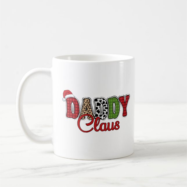 Caneca De Café Papai Noel Natal Xadrez Design de Texto-50095 (Esquerda)