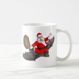 Caneca De Café Papai Noel No Bat Voador