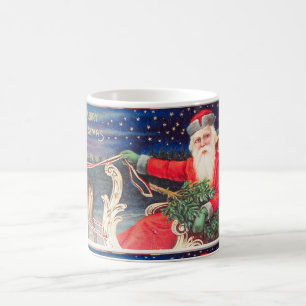 Caneca De Café Papai noel no vintage de Thunder_Cove do trenó
