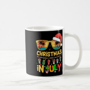 Caneca De Café Papai Noel Óculos de Sol Praia Natal Em Julho Home