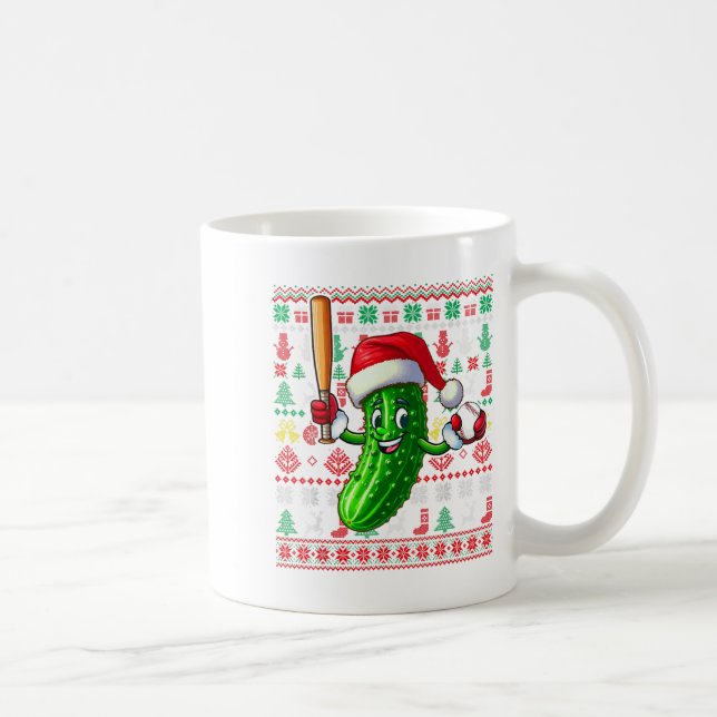 Caneca De Café Papai Noel Pickle Jogando Beisebol Natal Jogador V (Direita)