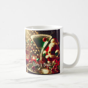 Caneca De Café Papai Noel Retro dos Anos 50 Martini Verde de Nata