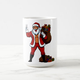 Caneca De Café Papai Noel Sarado Sinal de Paz! Abdômen Riscado e