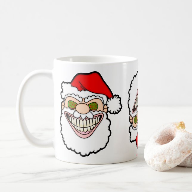 Caneca De Café Papai Noel Sinistro Gráficos Malucos (Com Donut)