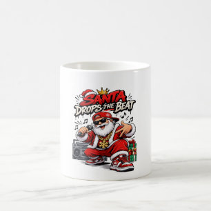Caneca De Café Papai Noel Solta O Ritmo Hip Hop De Natal