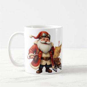 Caneca De Café Papai Noel Steampunk – Aventura de Natal Vintage