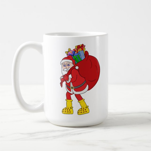 Caneca De Café Papai Noel Vestindo Big Yellow Boots (Esquerda)