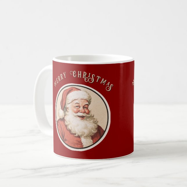 Caneca De Café Papai Noel Vintage Retro (Frente Esquerda)