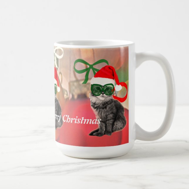 Caneca De Café Papais noeis adoráveis com chapéu de santa (Direita)