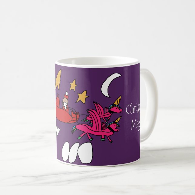 Caneca De Café Papais noeis Alicorn Sleigh (Frente Esquerda)