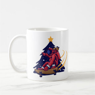 Caneca De Café Papais noeis astronautas com skate