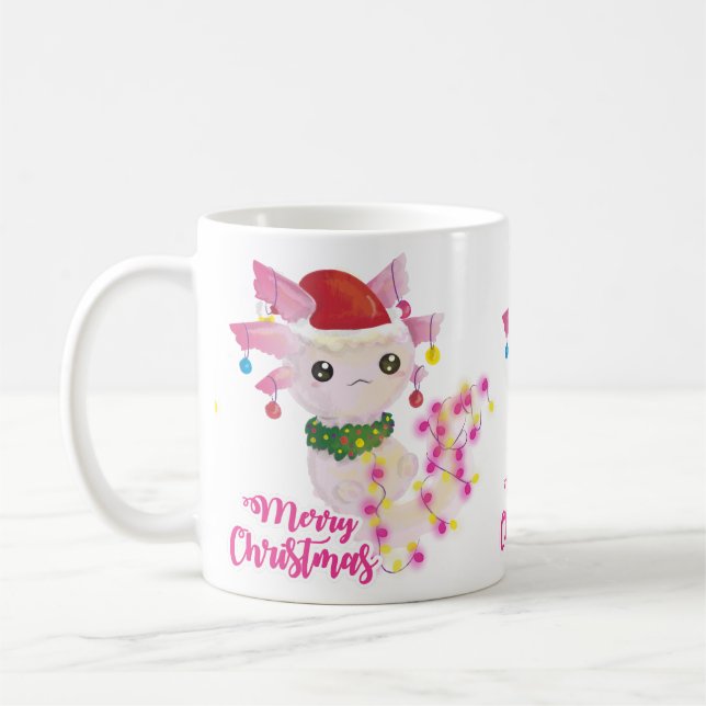 Caneca De Café papais noeis axolotl de natal alegres (Esquerda)