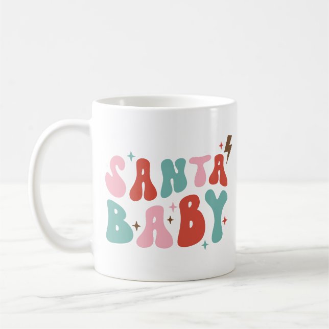 Caneca De Café Papais noeis Bebê Retro Natal (Esquerda)