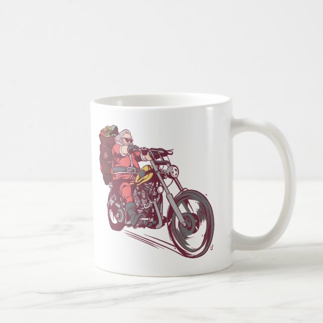 Caneca De Café Papais noeis Biker Figurino de Natal para Convite  (Direita)