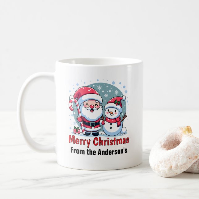 Caneca De Café Papais noeis Bonitos E Natal De Snowman (Com Donut)