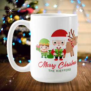 Caneca De Café Papais noeis bonitos, Elf Reindeer, nome da famíli