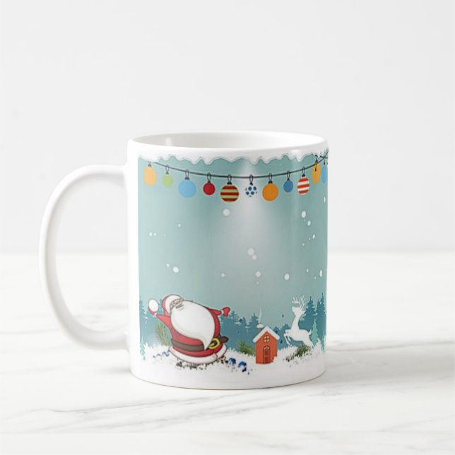 Caneca De Café Papais noeis bonitos no Natal Festivo da Neve (Esquerda)