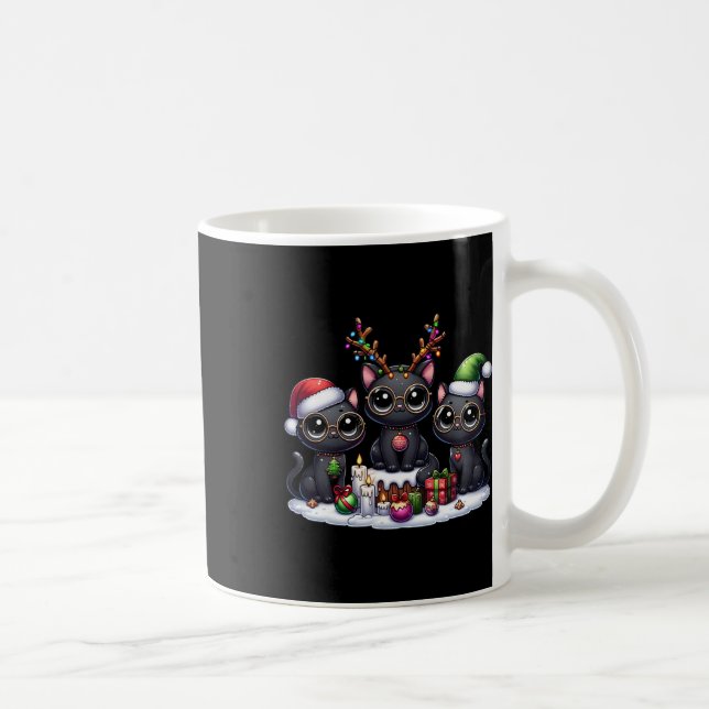 Caneca De Café Papais noeis bonitos Reindeer Elf Black Gata Mulhe (Direita)