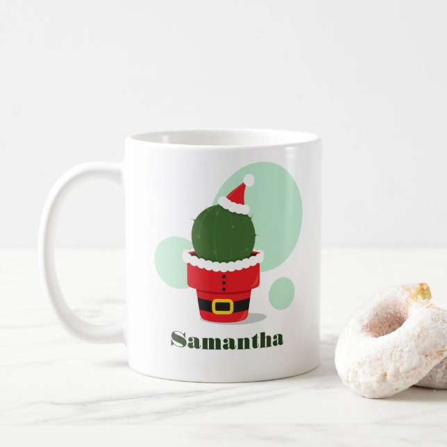 Caneca De Café Papais noeis Cactus Name Natal (Com Donut)
