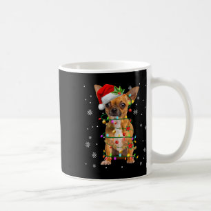 Caneca De Café Papais noeis Chihuahua Natal Luzes Natal Xmas Cach