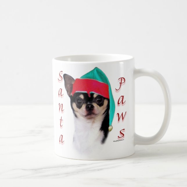 Caneca De Café Papais noeis Chihuahua Paws (Direita)