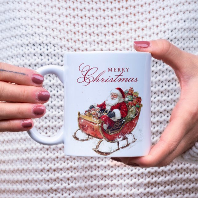 Caneca De Café Papais noeis Clássicos Sleigh Feliz Natal (Criador carregado)