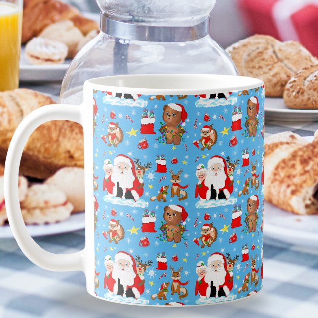 Caneca De Café Papais noeis Com Animais Florestais (Criador carregado)
