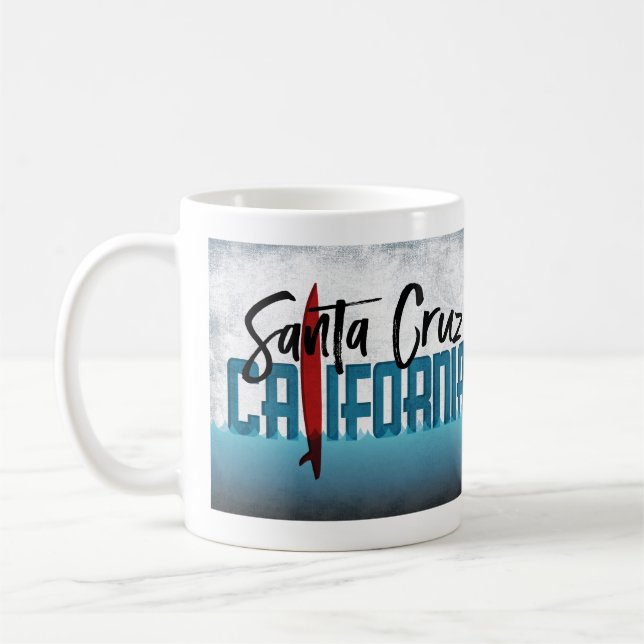 Caneca De Café Papais noeis Cruz California Surfboard Surfing (Esquerda)