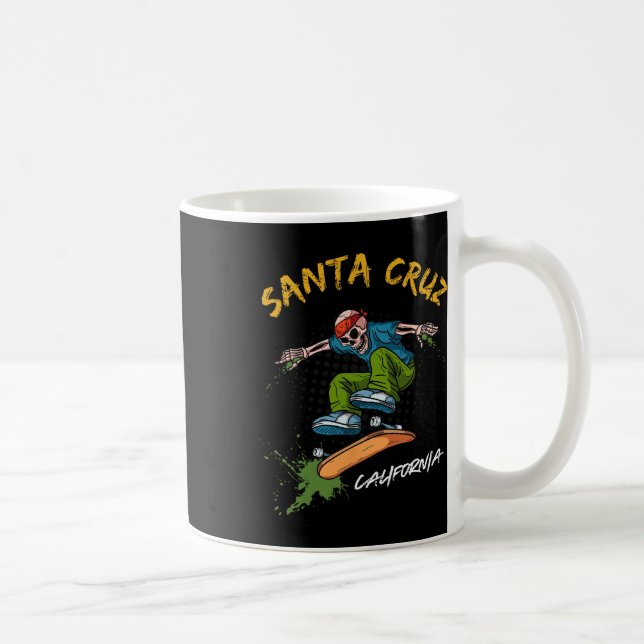 Caneca De Café Papais noeis-cruz Skeleton Skateboard Beach Funny  (Direita)