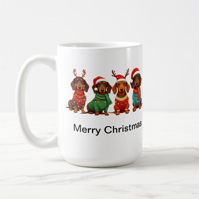 Caneca De Café Papais noeis Dachshances (Esquerda)