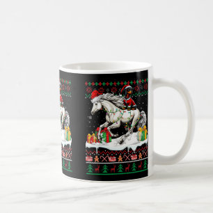 Caneca De Café Papais noeis Dachshund Riding Horse Christmas Swea
