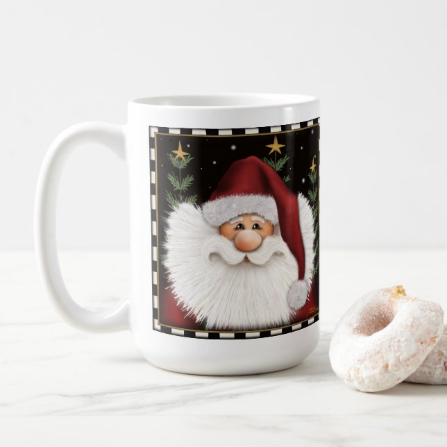 Caneca De Café Papais noeis de barba-branca Mug de café de Natal (Com Donut)